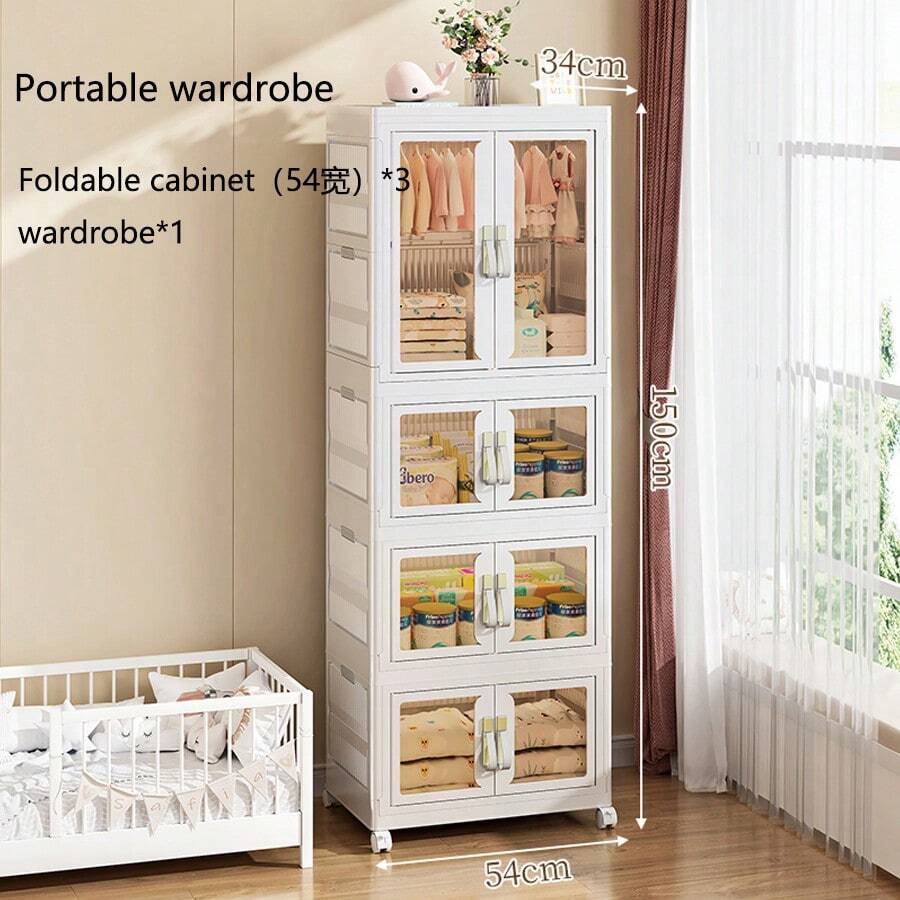 Armoire Portable en Plastique avec Portes en Verre