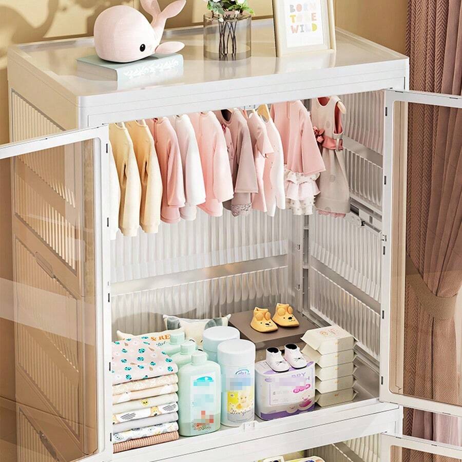 Armoire Portable en Plastique avec Portes en Verre