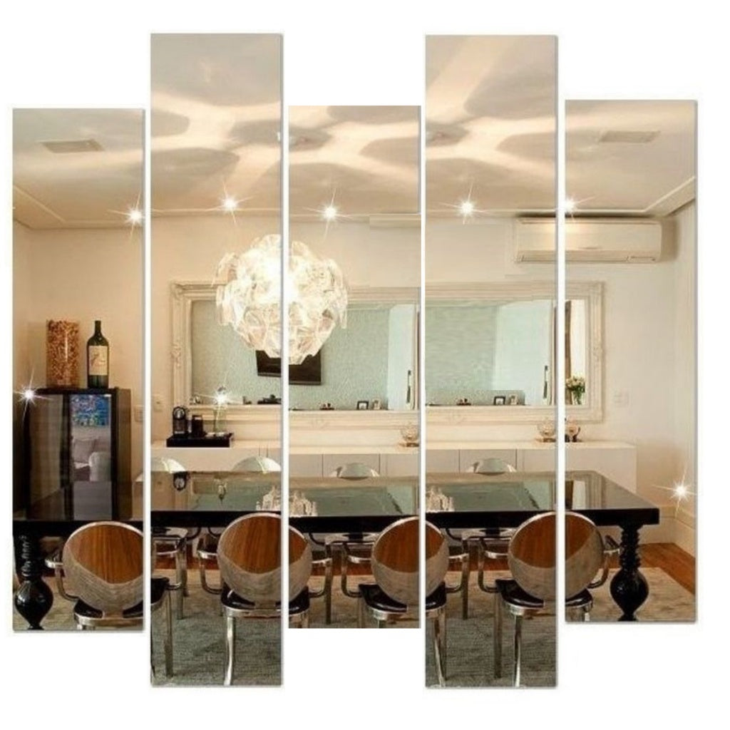 Kit Miroir Décoratif Rectangulaire 5 Pièces Verre Cristal