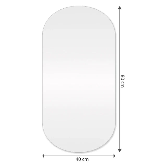 Miroir rond fin avec LED 80x40 cm