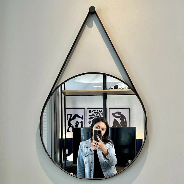 Miroir Adnet Cuir 50cm + Support