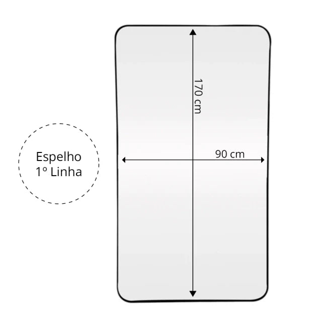 Miroir rectangulaire pleine longueur avec bord arrondi I 170x90 cm