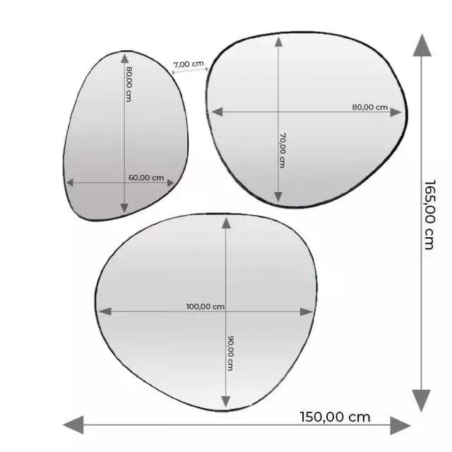 Composition Miroir Drop Trio 165x150cm